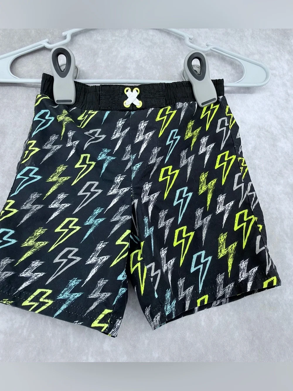 Baby Buns 2T Black neon Lightning Bolt Swim Trunks boys toddler